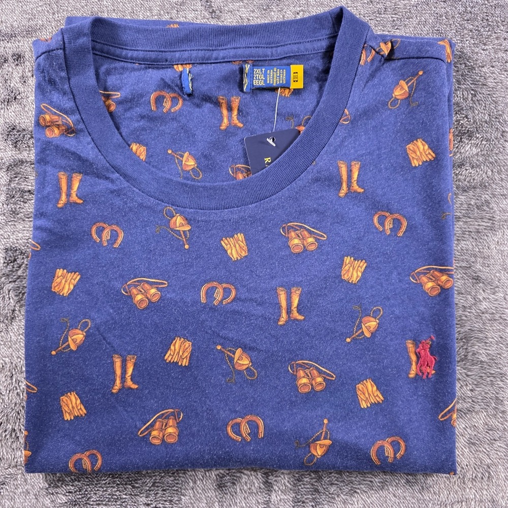 Polo Ralph Lauren Equestrian Horse Tack Print Jersey T Shirt Mens 2XLT